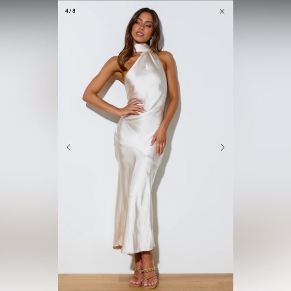 Helly Molly ATHENIAN SATIN MAXI DRESS CHAMPAGNE - Picture 2 of 5